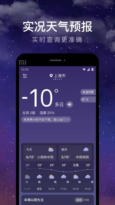 24小时天气预报展示界面